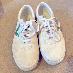 White suede off the wall vans